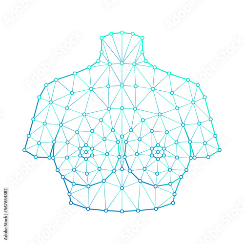 Human Female Breast Cancer Awareness Polygonal Low Poly Triangulated Mesh Connect Dots Medical Logo Icon, Line Art Isolated on White Background