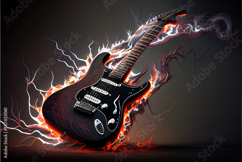 ai generated stylized electric guitar with   photo