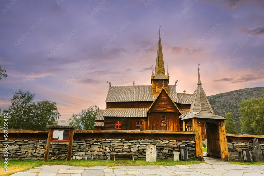 Fototapeta premium Lom Stave Church, Norway