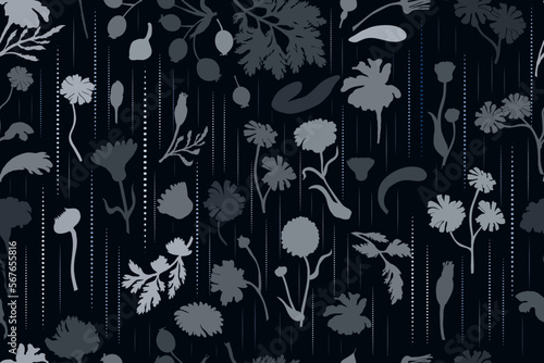 Seamless pattern with hand drawn garden flowers