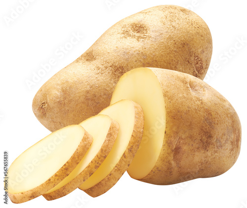 Whole and cut potatoes