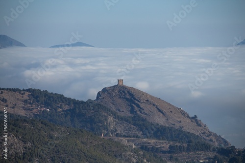 Castillo de Cocentaina y la comarca del Comtat con niebla espesa photo