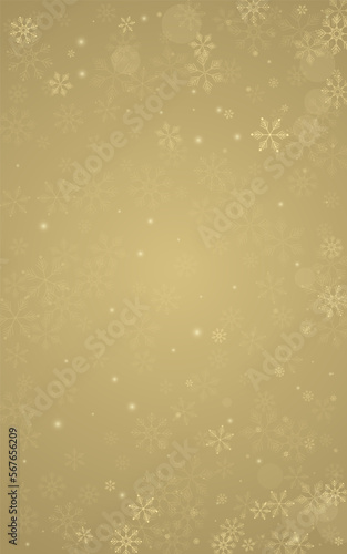 Silver Snow Vector Golden Background. Falling