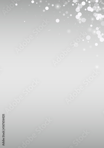 White Snow Vector Silver Background. New Snowfall