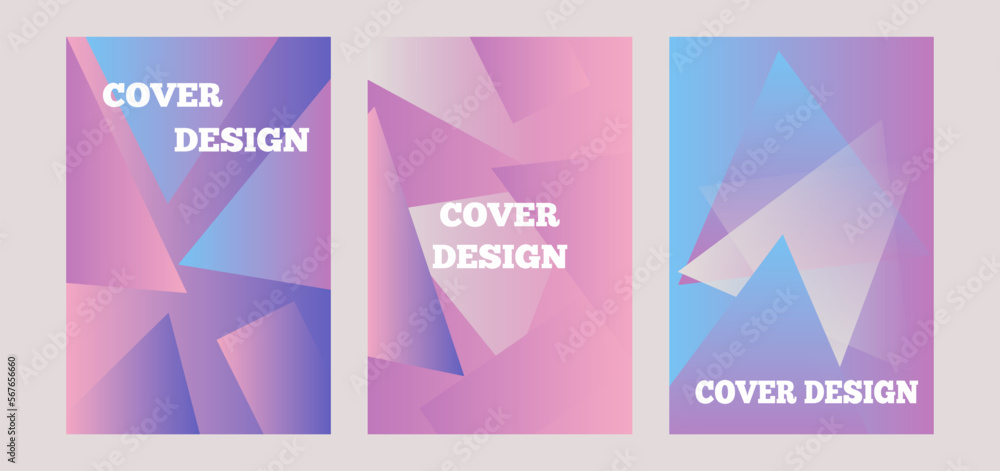 Minimalist cover design templates. Layout set for covers of books, albums, notebooks, reports, magazines, flyer, leaflet, brochure. Trendy abstract. Gradient color. Triangle shape.