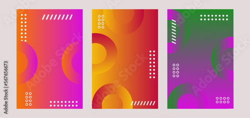 Minimalist cover design templates. Layout set for covers of books, albums, notebooks, reports, magazines, flyer, leaflet, brochure.Gradient color. Purple, orange and green half circle shape.