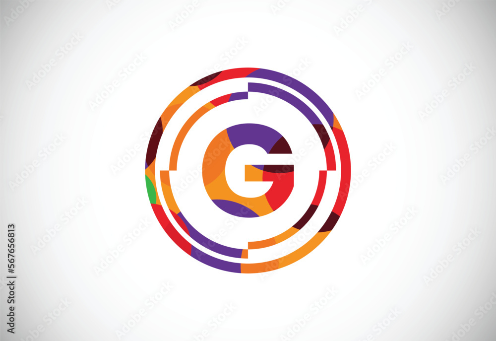 Letters G with circle frames low poly art style. English alphabet, vector illustration Letters G with circle frames low poly art style. English alphabet, vector illustration