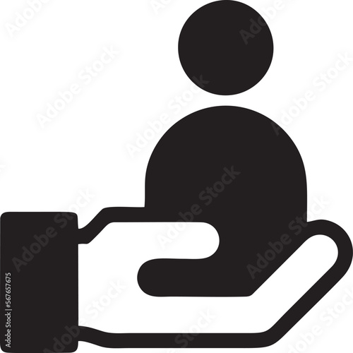 Hand icon symbol in black vector image , illustration of the human finger