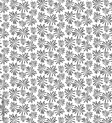 seamless black and white pattern with flowers