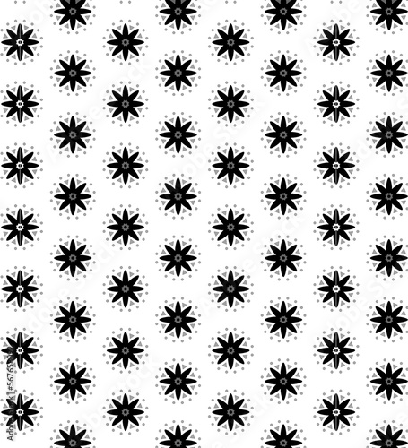 black and white seamless pattern with flowers