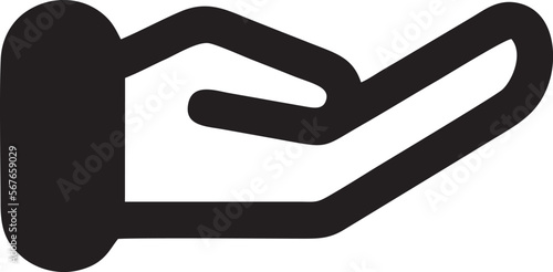 Hand icon symbol in black vector image , illustration of the human finger