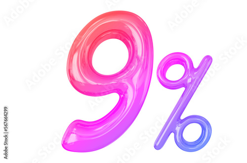 Percent 9 Number 3D 