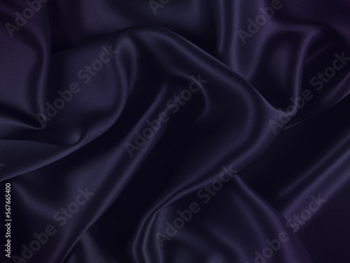 Navy blue silk texture. Abstract folds pattern. 