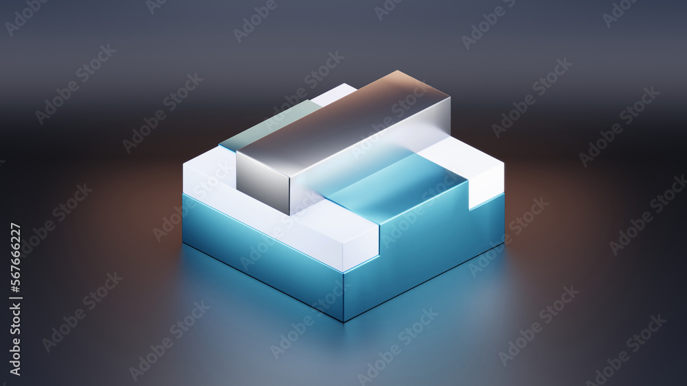 Stunning 3D render of a PlanarFET transistor in eye-catching colors. Perfect for technology presentations, product descriptions, and educational materials. Stunning 3D render of a PlanarFET transistor in eye-catching colors. Perfect for technology presentations, product descriptions, and educational materials.