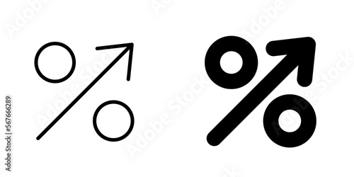 Percent sign with arrow icon illustration