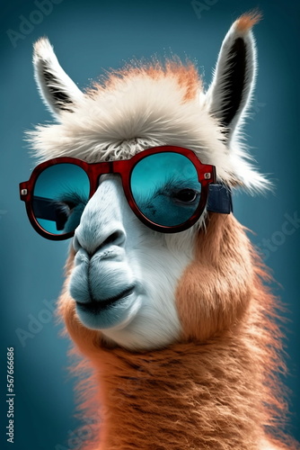 Cool llama with sunglasses. Generative AI. 