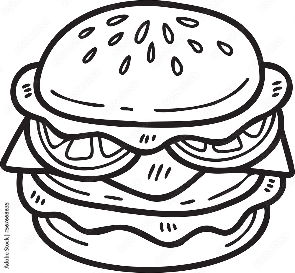 Hand Drawn hamburger illustration in doodle style Hand Drawn hamburger illustration in doodle style