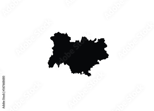Auvergne Rhone-Alpes region France map black