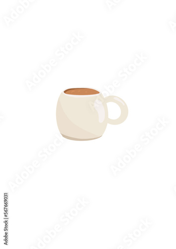 Illustration of a beautiful beige mug with coffee or hot chocolate.
Mug designed to represent a break, a moment of relaxation. Isolated image.
