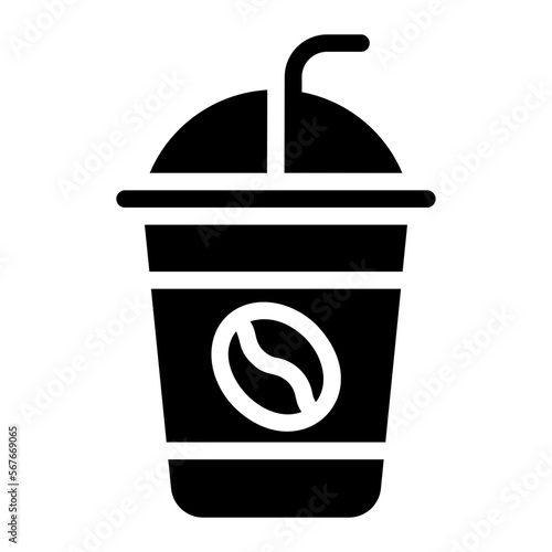 iced coffee glyph icon