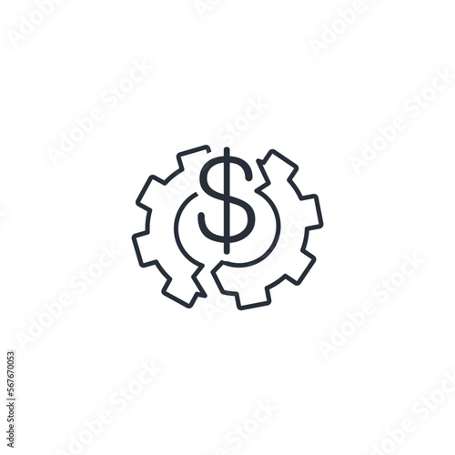 Financial failure, collapse. Business accident. Economic crash.Vector linear icon isolated on white background