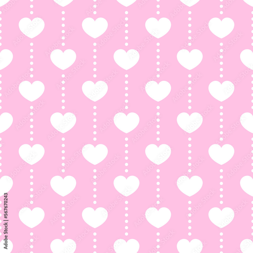 White hearts on pink background vector seamless pattern. Best for textile, wallpapers, wrapping paper, package and St. Valentine's Day decoration.