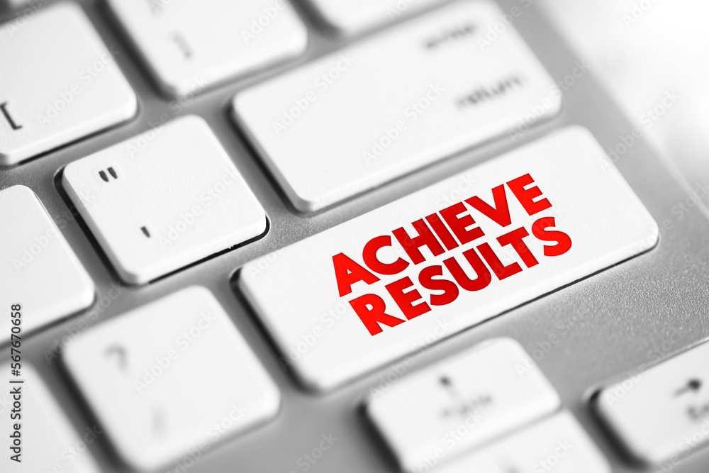 Fotografie Achieve Results text concept button on keyboard for presentations and reports