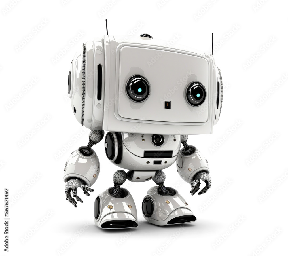 little robot isolated from white background. Generative ai little robot isolated from white background. Generative ai