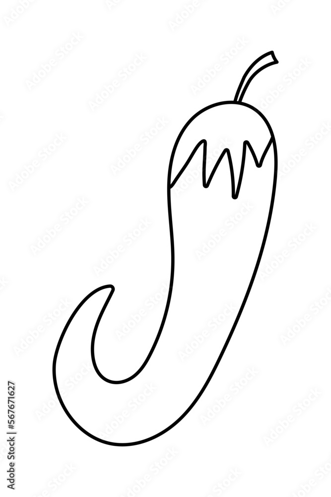 Red chili pepper vector doodle flat illustration on white background Red chili pepper vector doodle flat illustration on white background
