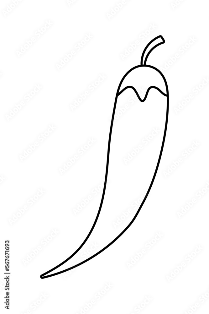 Red chili pepper vector doodle flat illustration on white background Red chili pepper vector doodle flat illustration on white background