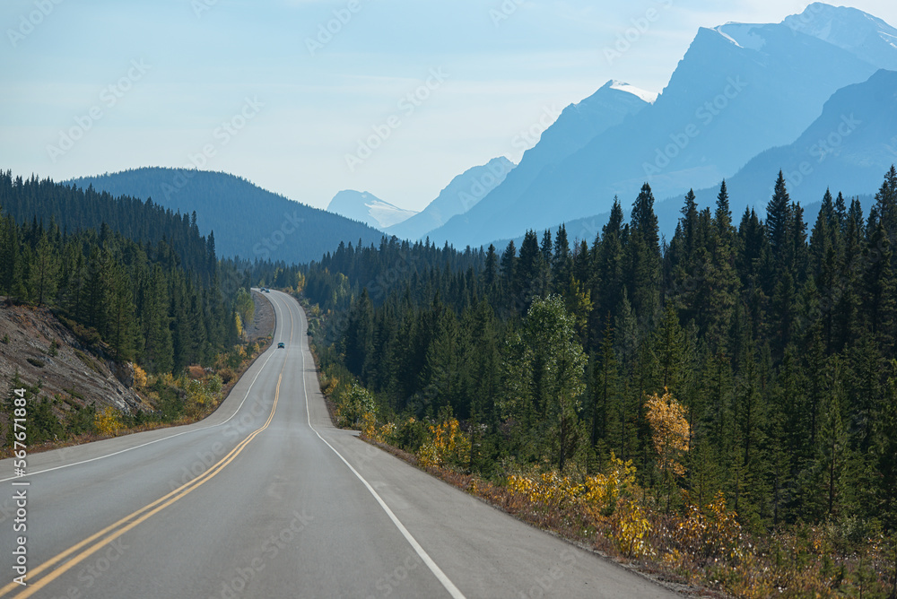 the road from banff to jasper. in the rocky mountains. Canada Sept 2022