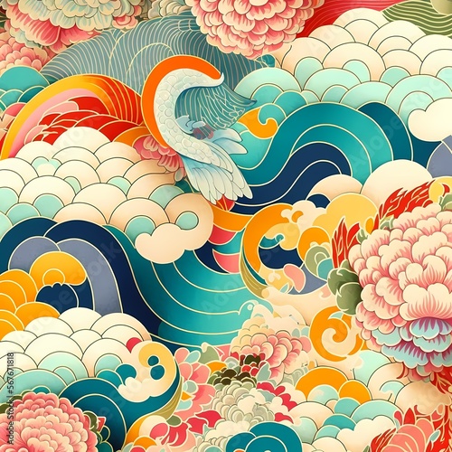 japanese art pattern Illustration