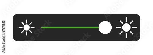 Brightness vector illustration. Adjust the brightness on the device. Dim and light. Slider for regulation. Phone concept. Vector line icon for Business and Advertising