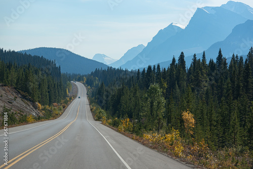 the road from banff to jasper. in the rocky mountains. Canada Sept 2022