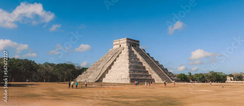 Ancient pre-Columbian Maya civilization Pyramid - Temple of Kukulcán in Chichen Itza, Mexico photo