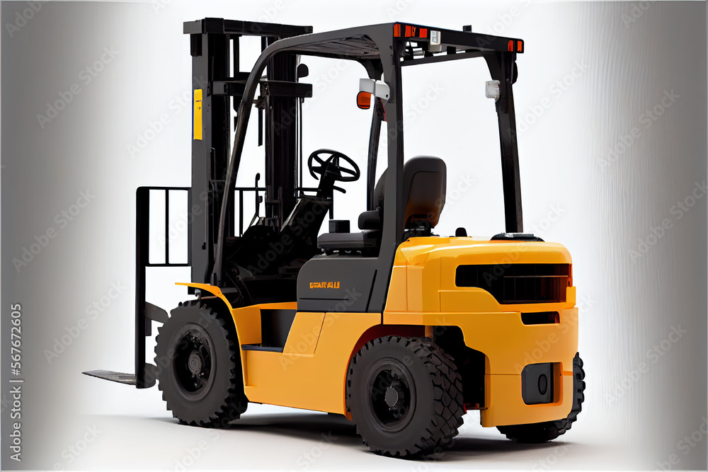 Forklift isolated on white background | Generative Ai | Forklift for warehouse and factory | For lifting goods and boxes