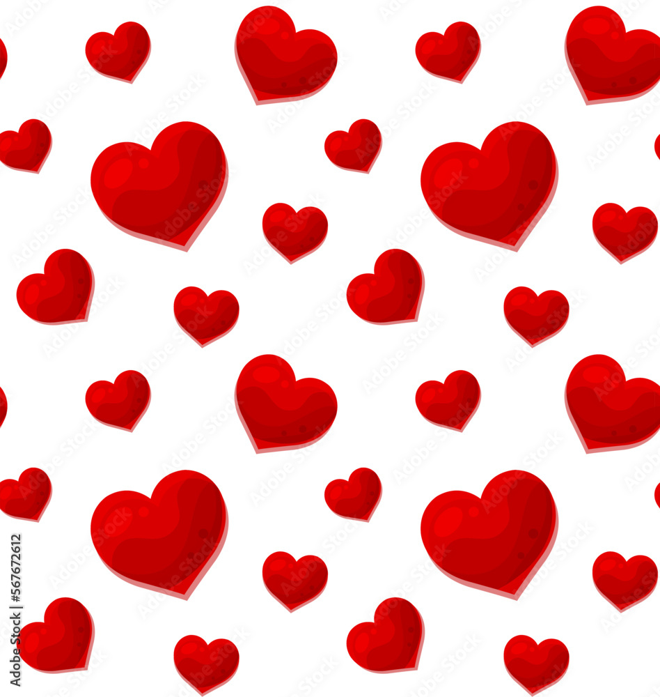 bright vector seamless pattern with hearts, romantic pattern, fabric pattern