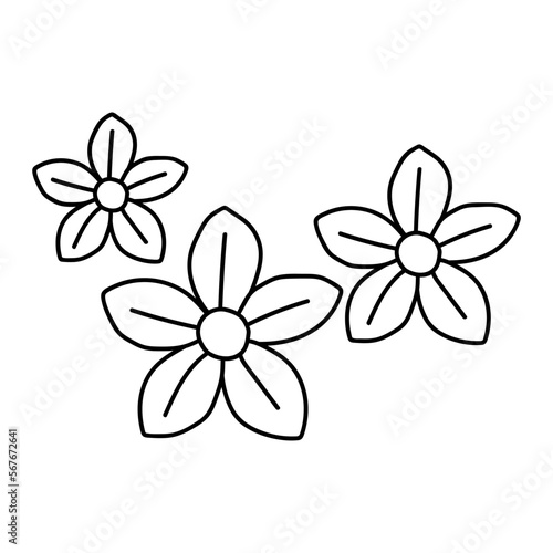 Flowers icon. Hand drawn simple black outline vector illustration clip art in doodle style  isolated on white background