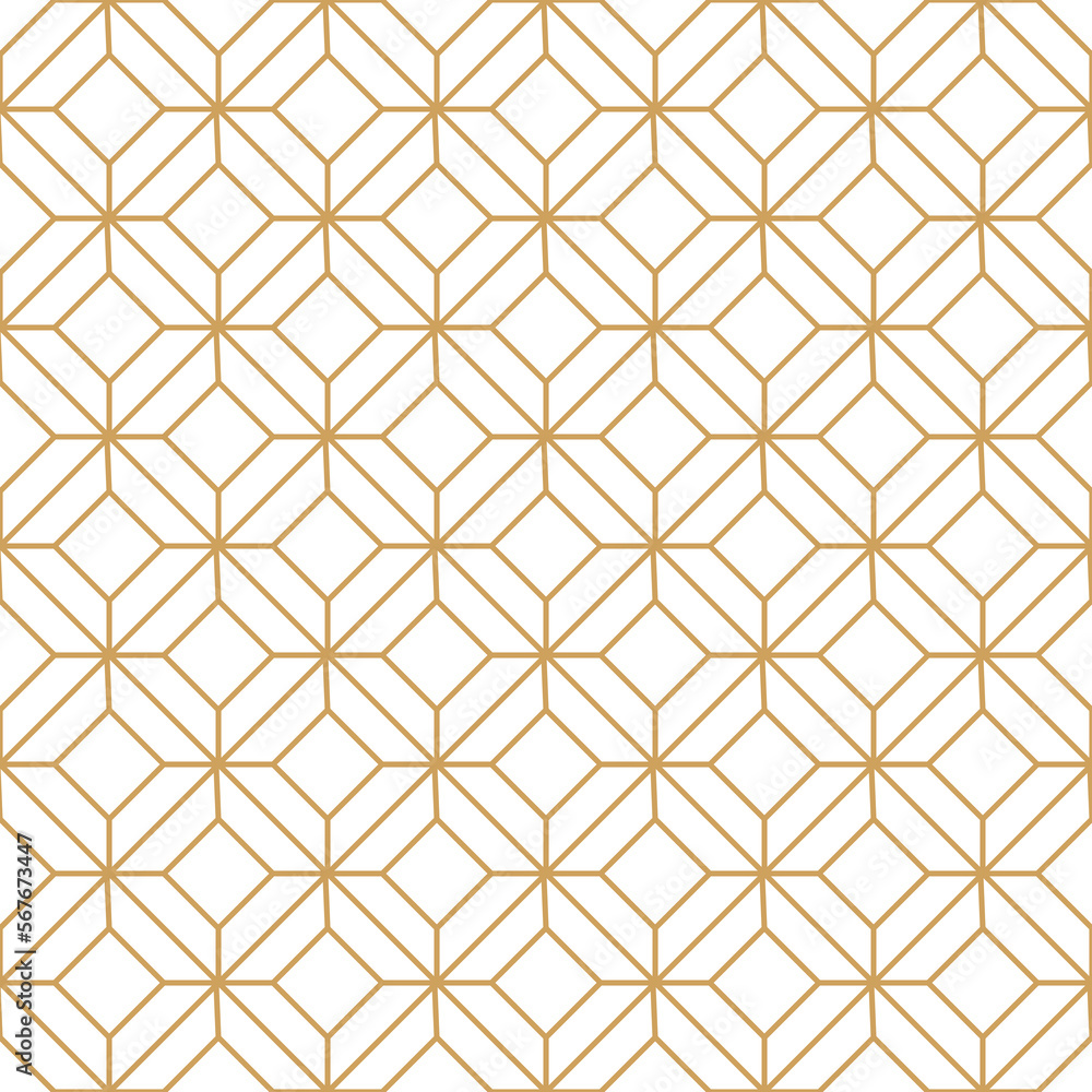 Fototapeta premium ornamental seamless pattern geometric square shape and line isolated on transparent background , cut out, png, illustration
