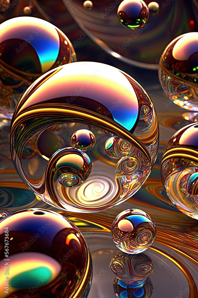 a sea of shimmering  glass marbles rolling and tumbling in an endless Generative AI
