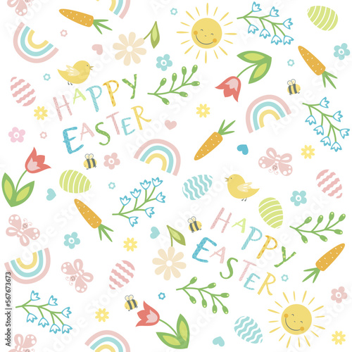 Happy Easter seamless pattern.