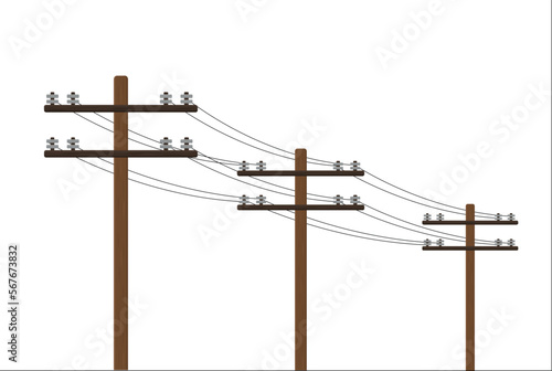 a wooden pole with high voltage wires on a white background vector illustration of an electrician