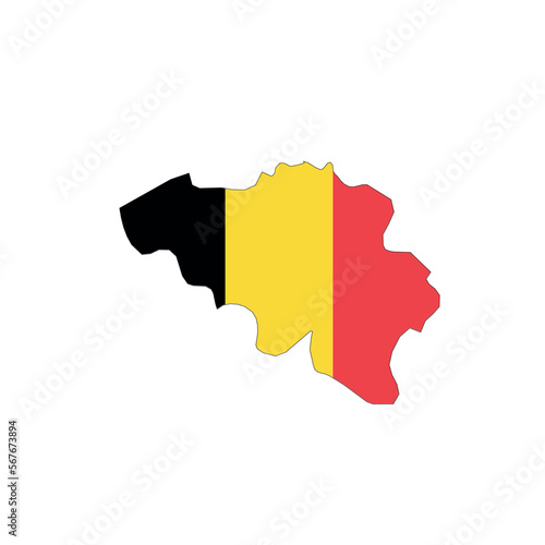 Belgium national flag in a shape of country map