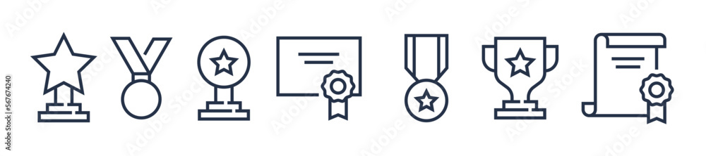 Award icons. Editable stroke. Vector graphic illustration. For website design, logo, app, template, ui, etc. Award icons. Editable stroke. Vector graphic illustration. For website design, logo, app, template, ui, etc.