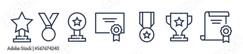 Award icons. Editable stroke. Vector graphic illustration. For website design  logo  app  template  ui  etc.