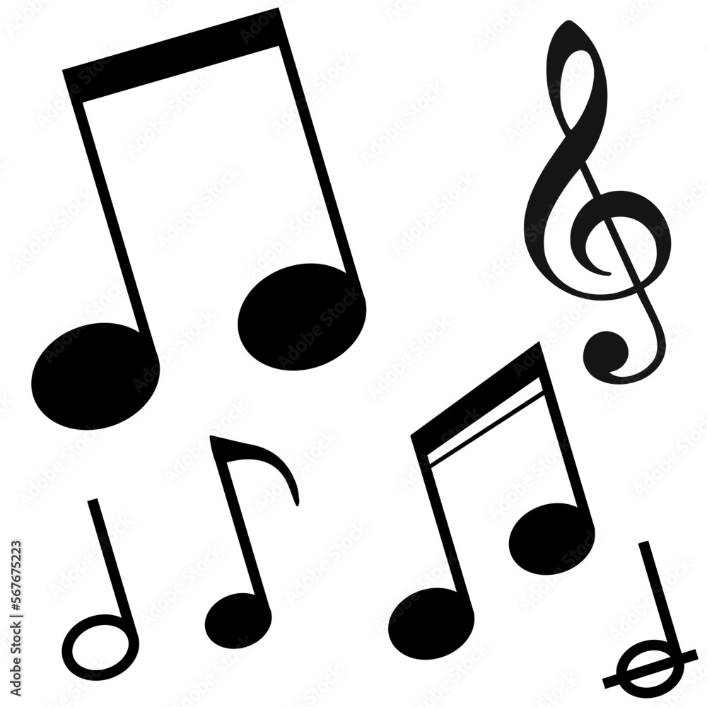 Music notes icons isolated over white background Musical vector icons