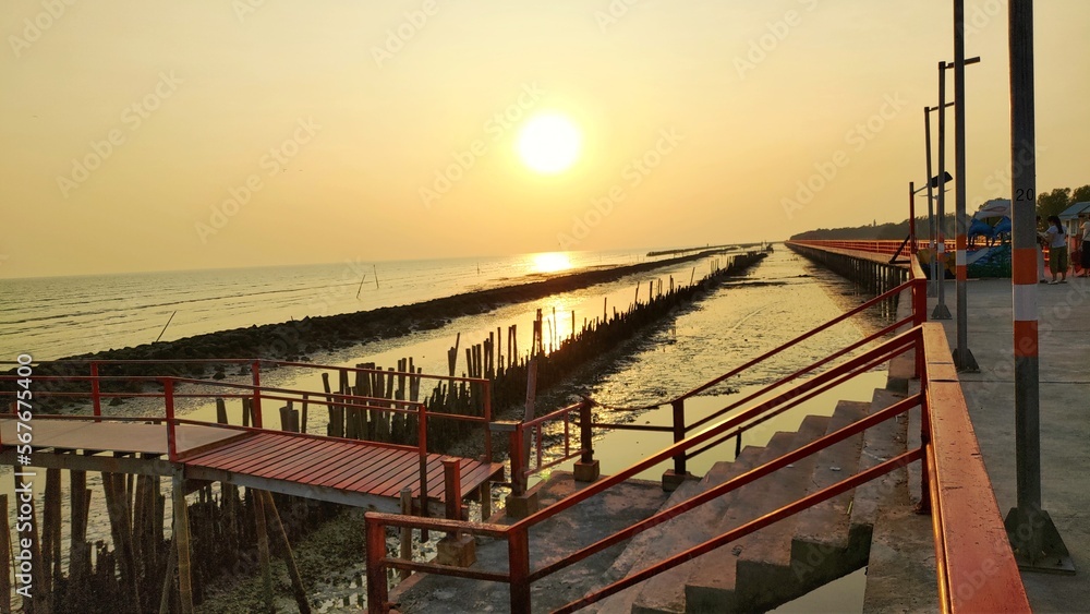 sunset at the pier evening beautiful day landscape 