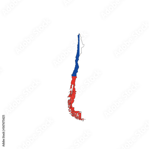 Chile national flag in a shape of country map