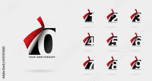 70th anniversary set 71 72 73 74 75 76 77 78 79 vector template. Design for birthday celebration, greeting card and invitation card. photo