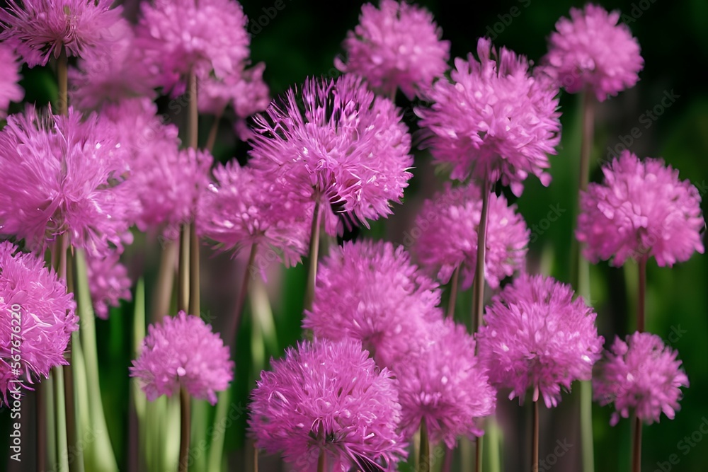 blossoming pink allium flower portrait - generative ai blossoming pink allium flower portrait - generative ai